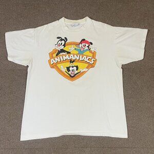 VTG Warner Bros Animaniacs T-Shirt White Adult XL Made in USA 1993 Yakko Wakko